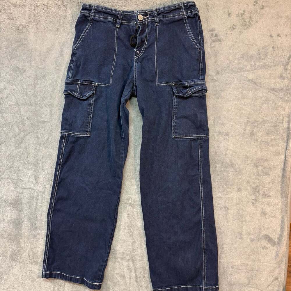 RSQ Cargo Pants Dark Denim Contrast Stitching